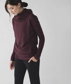 Lululemon Stress Less Hoodie Heathered Bordeaux Drama Stretch Sweatshirt Size 6